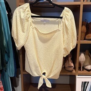 LOFT Women's Yellow Puff Sleeve Blouse